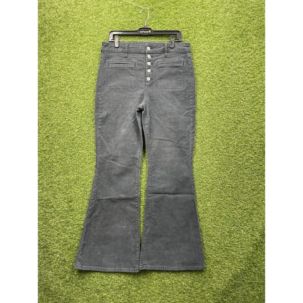 American Eagle Corduroy Pants Womens 12 Regular Super High Rise Flare Button Fly